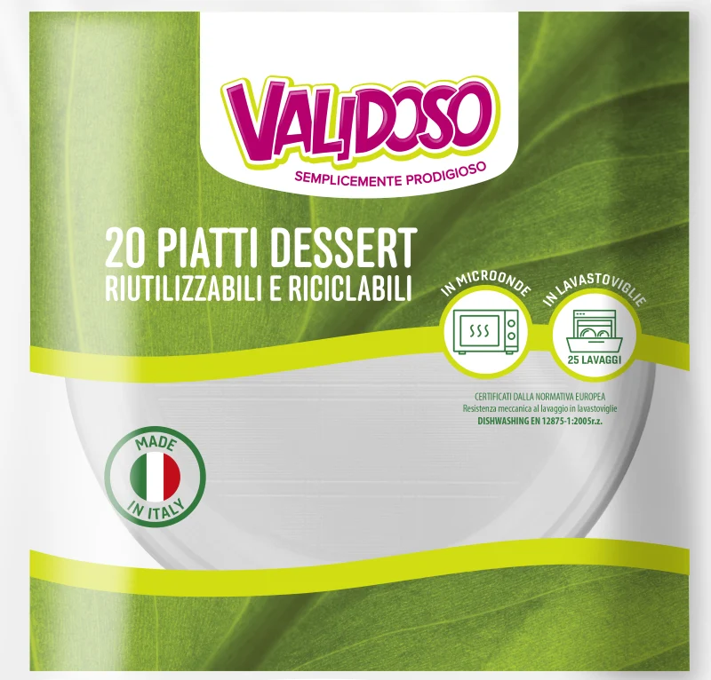 Piatti Dessert Riutilizzabili Bianchi Validoso – 20 PZ