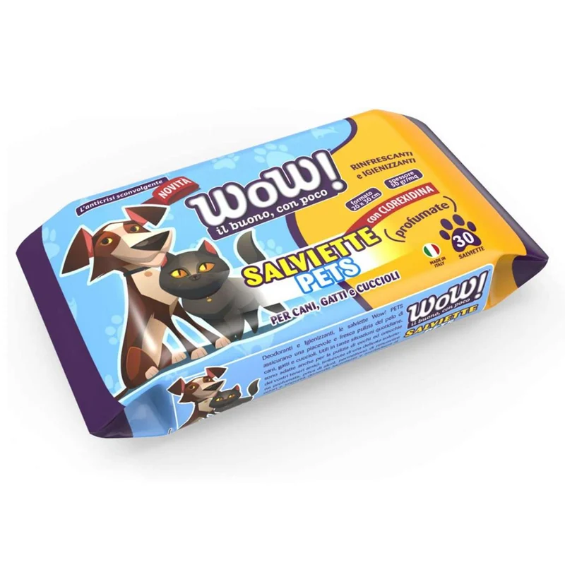 WOW Salviette PETS Profumate per Cani Gatti e Cuccioli