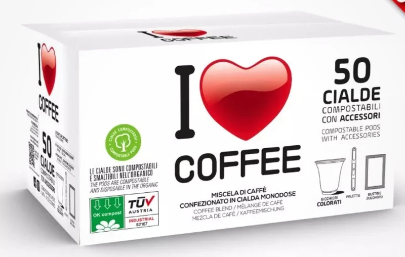 Cialde Caffè ESE 44mm Miscela Rossa I Love Coffee 50pz | Soleplastic