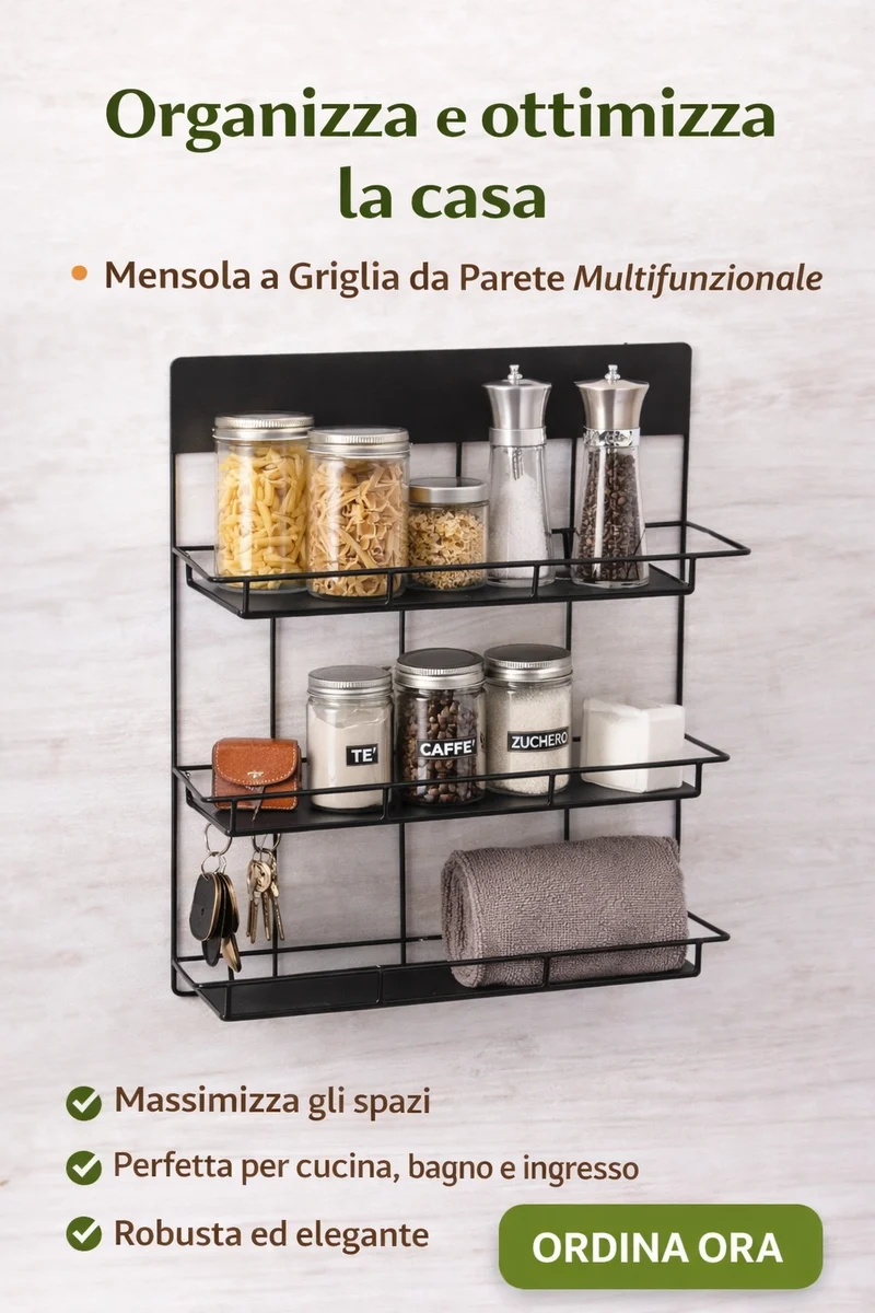 Kit Cucina in Metallo: Mensola Nera, Appendino e Portabottiglie Bianchi