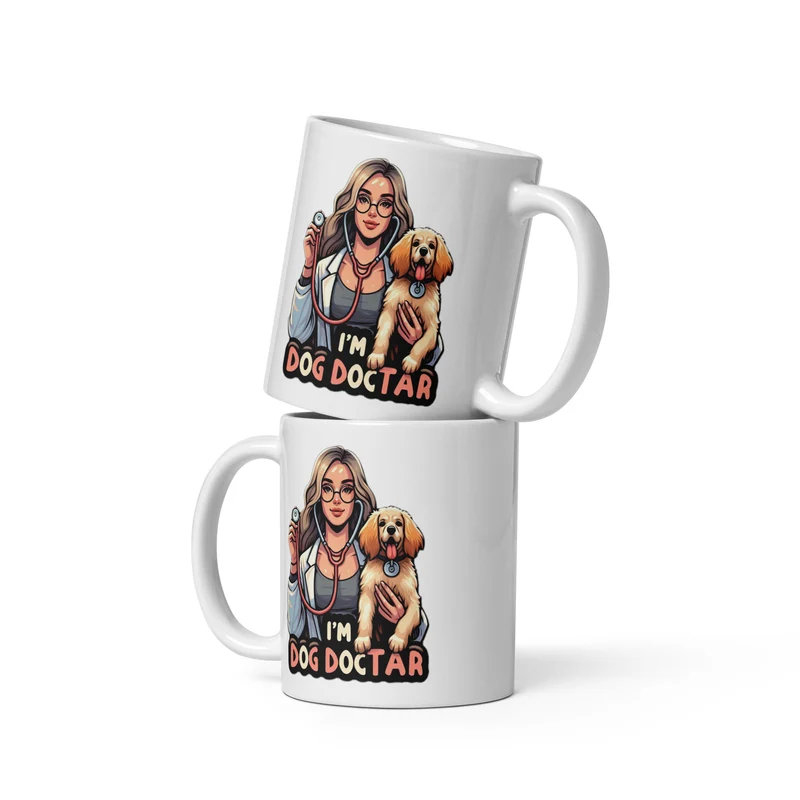 Tazza In Ceramica Disegno Veterinaria "Dog Doctor", Idea Regalo per Veterinari Amanti dei Cani