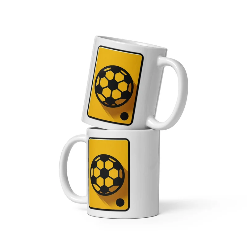 Tazza Mug In Ceramica Da Calcio Pallone Cartolino Giallo, Regalo Originale Tifoso