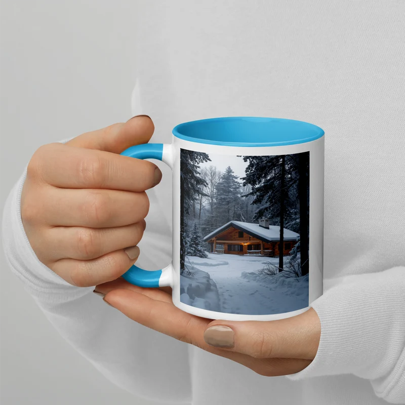 Tazza In ceramica Bianca Di Un Paesaggio Invernale con Neve