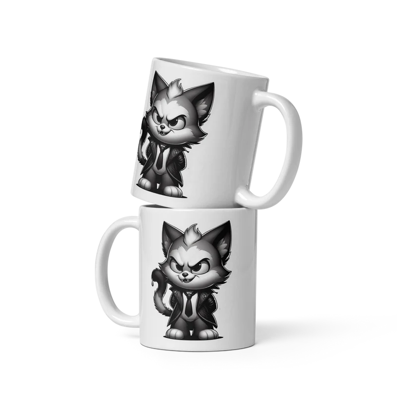 Tazza Mug In Ceramica Bianca Con Disegno Di Gatto In Halloween | Ideale Regalo Amanti dei Gatti