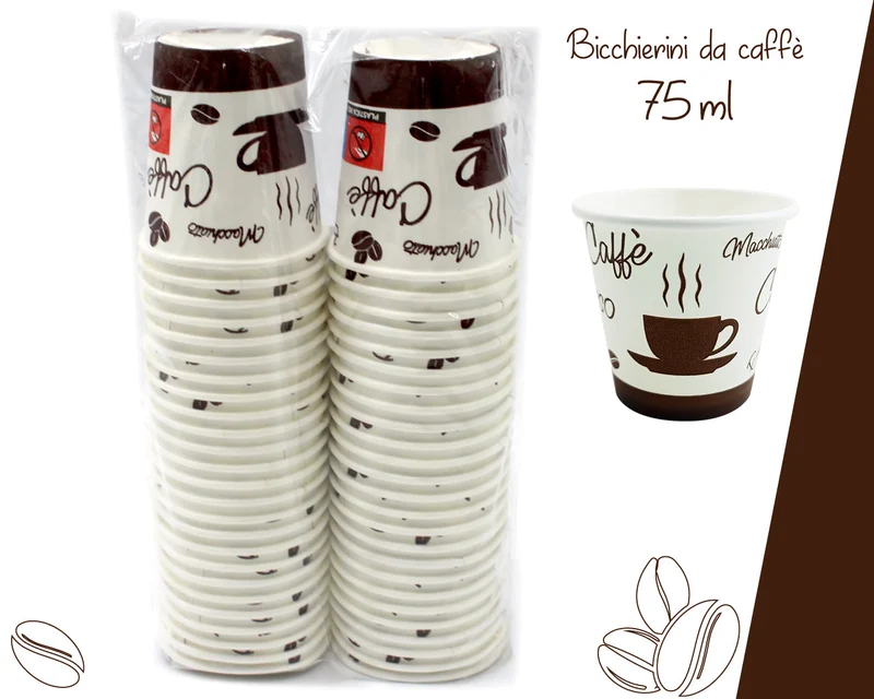 Bicchierini Caffè in Carta 75 ml Grafica Espresso | Soleplastic
