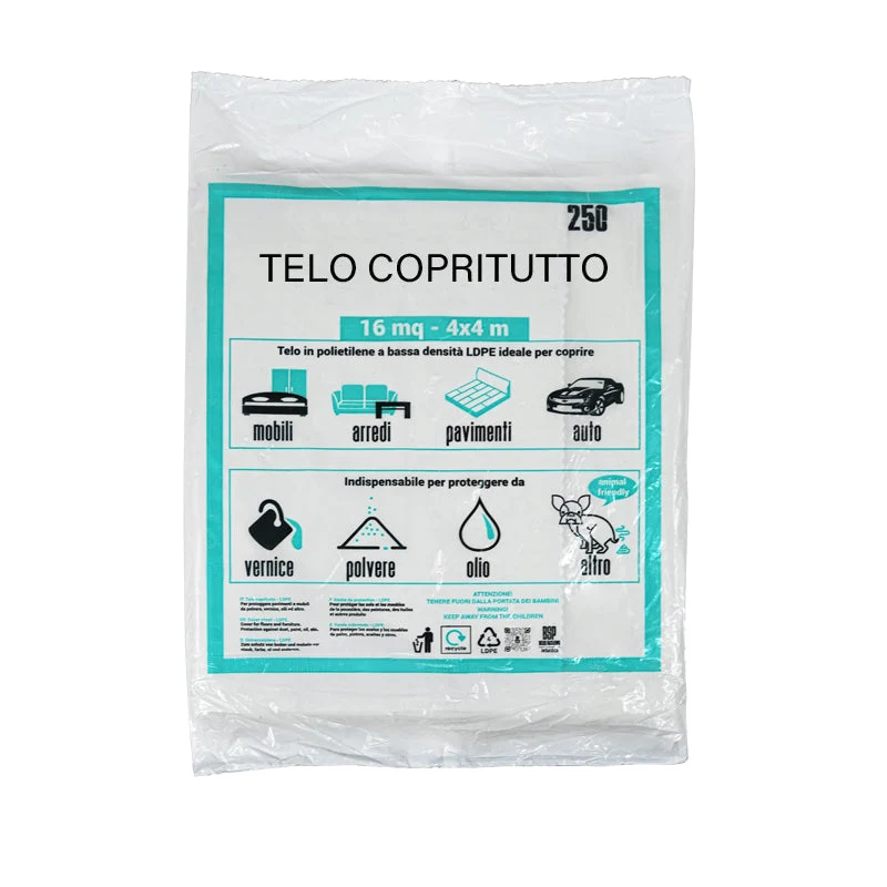 Telo copritutto in polietilene da 16mq - 4x4 Metri.
