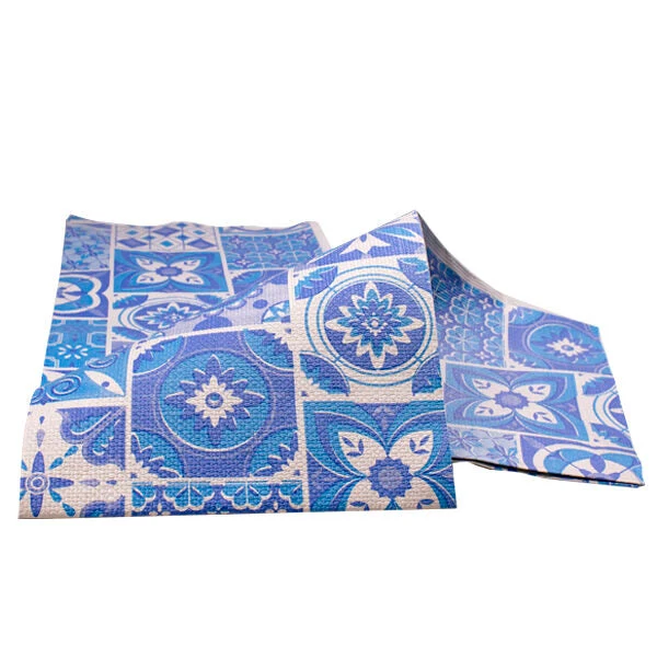 Tovaglie goffrate Impermeabile stampa Maioliche blu 100x100cm
