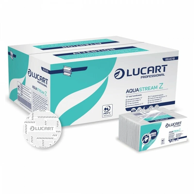 Carta igienica interfogliata anti intasamento Aquastream 210 Lucart Professional 811B68J - 15cf x 250pz