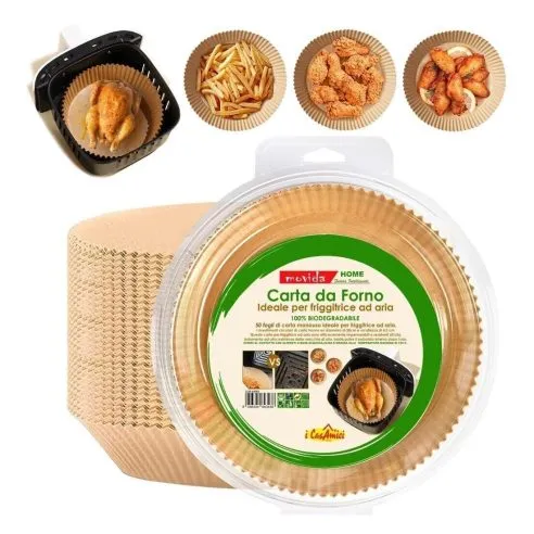 Carta forno tonda per friggitrice ad aria, bio da Ø20x4,5h cm