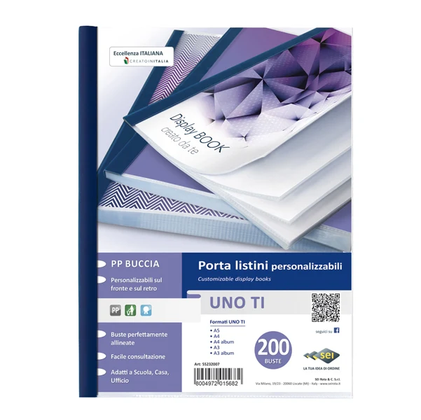 SEI ROTA - 55232007 - Portalistini personalizzabile Uno TI - 22x30 cm - 200 buste - blu - Sei Rota - 45730 - Conf. da 1 Pz.