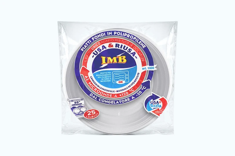 Piatti Fondi Riutilizzabili Bianchi Ø 21,8 cm in plastica PP – Confezioni da 20 pezzi