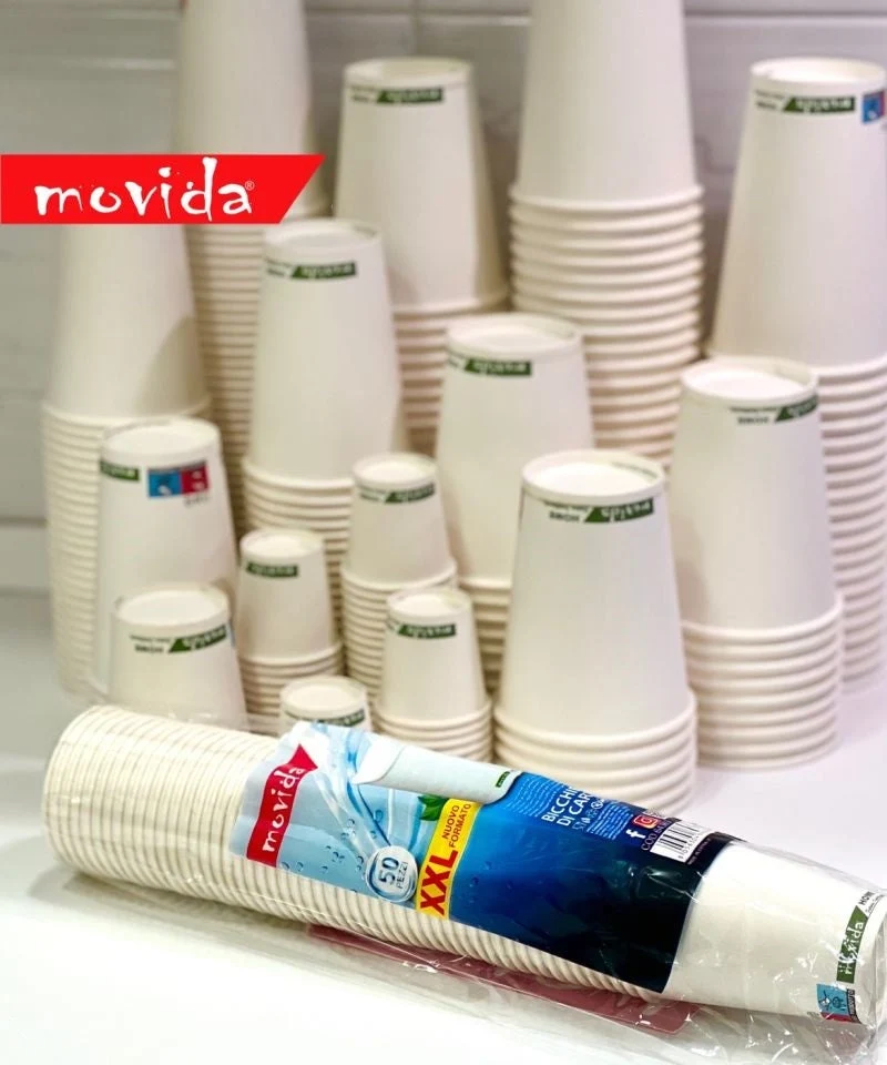 Bicchieri Bianchi in Cartoncino Biodegradabile 420ml