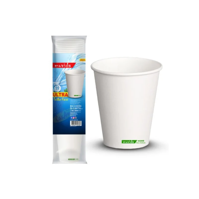 Bicchieri Bianchi in Cartoncino Biodegradabile 480ml