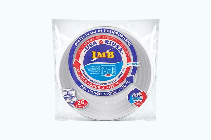 Piatti Piani Riutilizzabili Bianchi in Plastica PP – diametro 21,8 cm