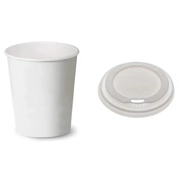 Bicchieri Bianchi in Cartoncino Bio 300/360ml con Coperchio