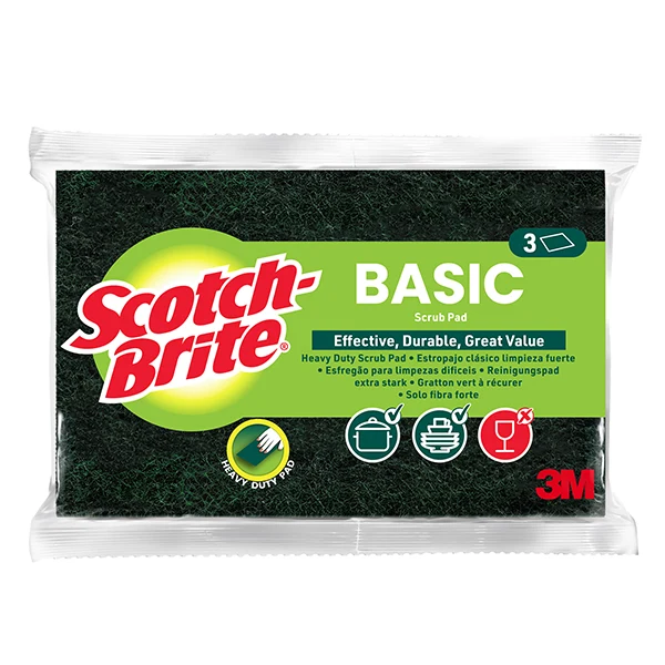 3M - 7100359966 - Spugna solo fibra - 14,2x2,4x11,5 cm - verde - Scotch-Brite - conf. 3 pezzi - 105909 - Conf. da 1 Pz.