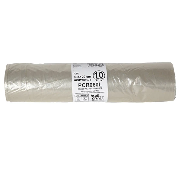 Bio Extrusion - PCR060L - Sacco rifiuti - PCR - 90 x 120 cm - 120 L - 60 gr - neutro -Bio Extrusion - conf. 10 pezzi - 105865 - Conf. da 1 Pz.