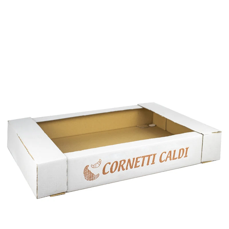 Porta cornetti in cartone misura 44x65x10 cm. confezione da 40 e 200 pezzi