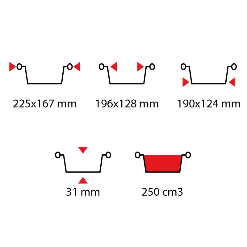 Vaschette rettangolari trasparenti in plastica da 100/250cc