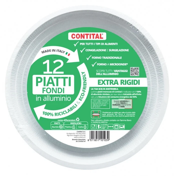 Piatti fondi in alluminio 100% riciclabili, laccato bianco, diametro 21 cm