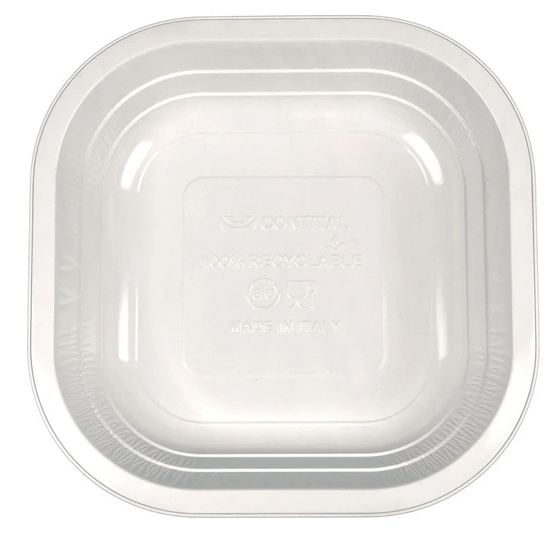 Piatti quadri in alluminio riciclabili, laccato bianco, dimensioni 18cm