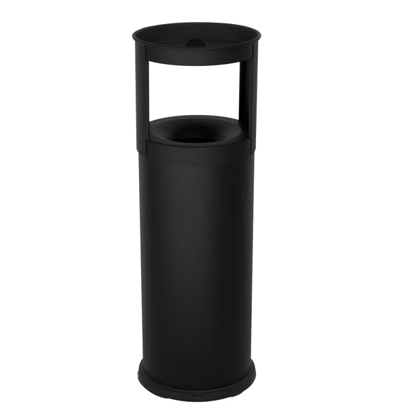 STILCASA - 572-N - Gettacarte autoestinguente con posacenere - 25 L - diametro 25 cm - H 80 cm - acciaio - nero - Stilcasa - 100477 - Conf. da 1 Pz.