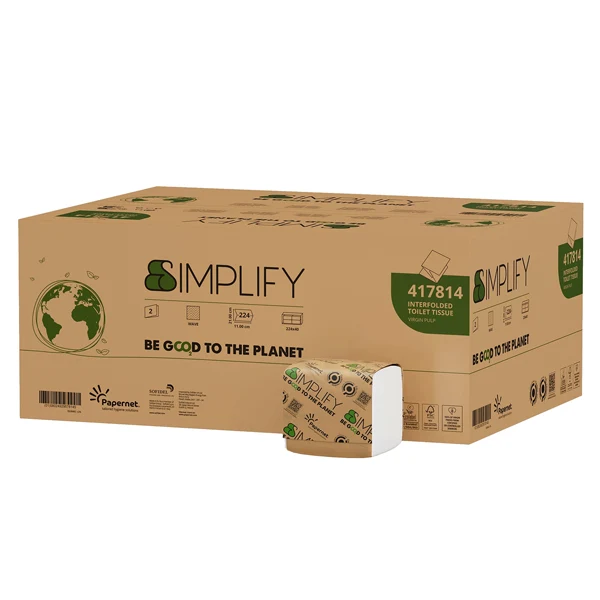 PAPERNET - 417814 - Carta igienica interfogliata Simplify - goffratura wave - 15 gr - Papernet - pacco da 224 strappi - 97037 - Conf. da 40 Pz.