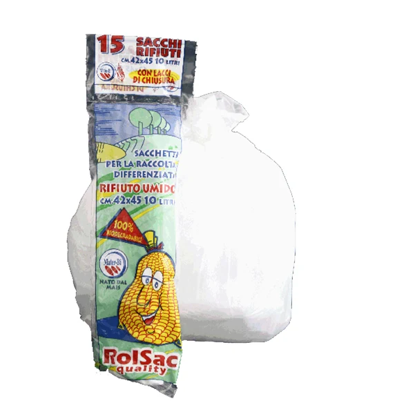 Rolsac - 10130 - Sacchi bio - 42 x 45 cm - 15 L - 17 micron - bianco - Rolsac - conf. 15 pezzi - 89599 - Conf. da 1 Pz.
