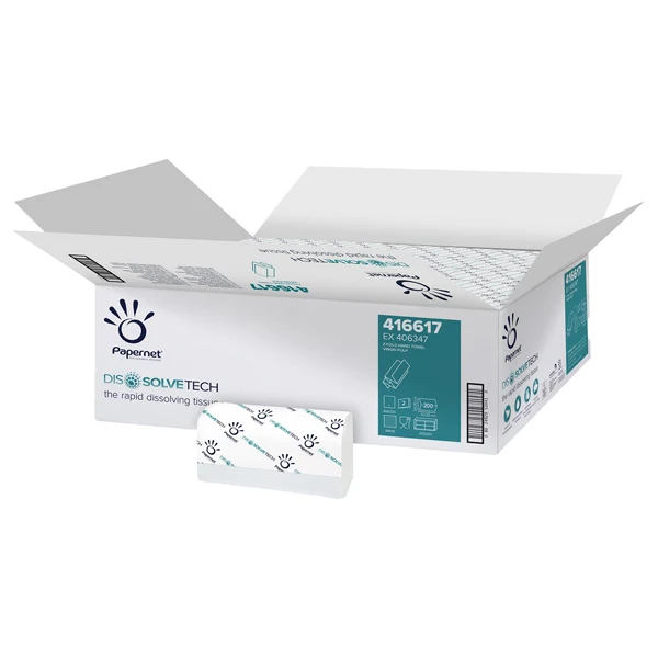 PAPERNET - 416617 - Asciugamani piegati a Z Dissolve Tech - 2 veli - 20 gr - goffratura a onda - 20,3 x 24 cm - bianco - Papernet - conf. 200 pezzi - 79646 - Conf. da 20 Pz.