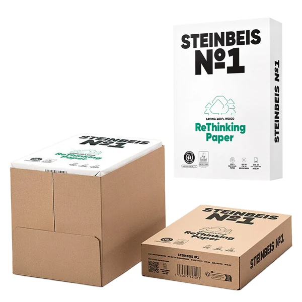 STEINBEIS - 6831 - Carta riciclata al 100% senza legno - A4 - 80 gr - bianco - Steinbeis - conf. 500 fogli - 71479 - Conf. da 5 Pz.