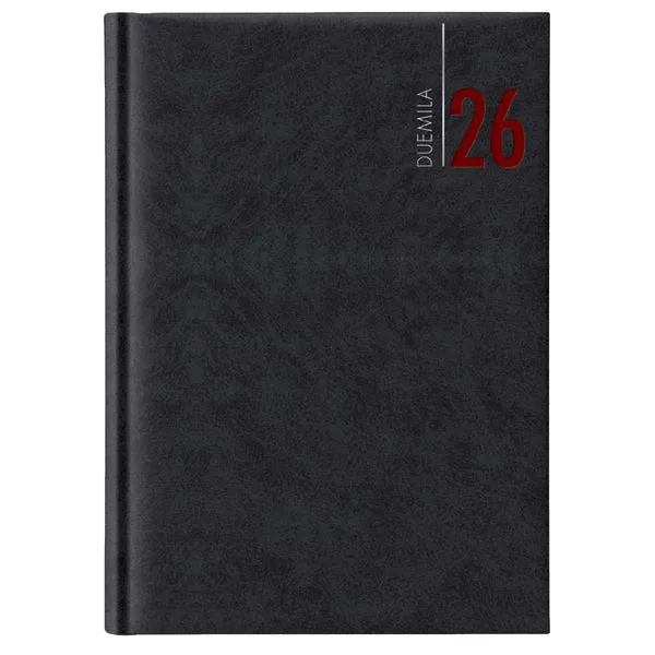 No Brand - 9101XMT14 - Agenda giornaliera 2027 - copertina in carta imbottita - 14,5 x 20,5 cm - nero - 98526 - Conf. da 1 Pz.