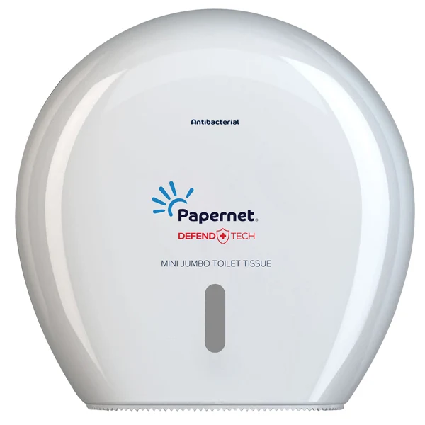 PAPERNET - 416145 - Dispenser carta igienica Defend Tech rotolo Mini Jumbo - 24,9 x 25,7 x 14,8 cm - rotolo diametro 23 cm - bianco - Papernet - 91811 - Conf. da 1 Pz.