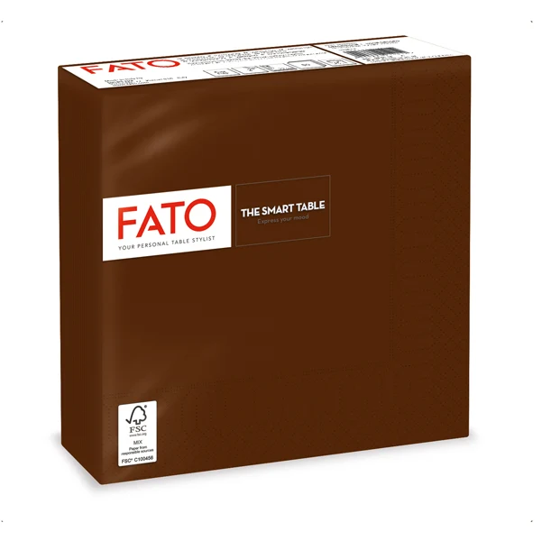 FATO - 82622400 - Tovagliolo - carta - 33 x 33 cm - 2 veli - cioccolata - Fato - conf. 50 pezzi - 91344 - Conf. da 1 Pz.