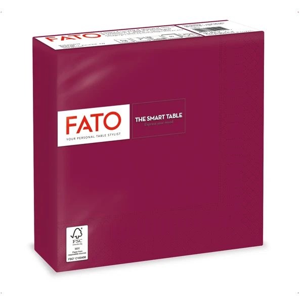 FATO - 82621800 - Tovagliolo - carta - 33 x 33 cm - 2 veli - bordeuax - Fato - conf. 50 pezzi - 91343 - Conf. da 1 Pz.