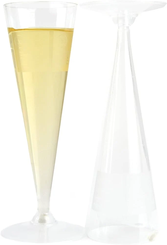 Calici Flute in Plastica Trasparente 130 ml – Eleganti per Eventi e Degustazioni