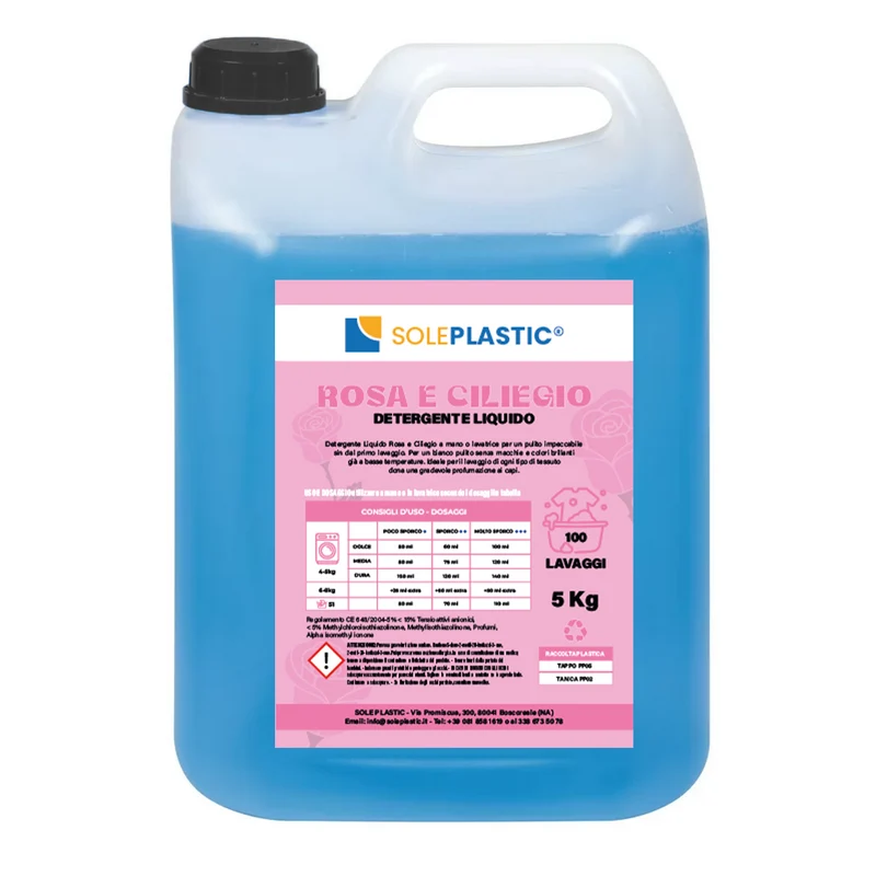Detergente per bucato liquido "Rosa e Ciliegio" - tanica da 5 Litri.