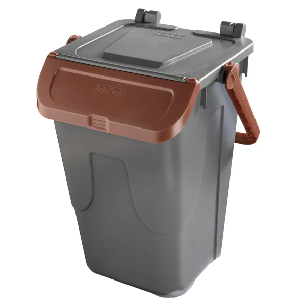 Mobil Plastic - 11-35GRB-BRB - Contenitore portarifiuti Ecology - con sportello e maniglione - 35 L - grigio-bruno - Mobil Plastic - 97440 - Conf. da 1 Pz.