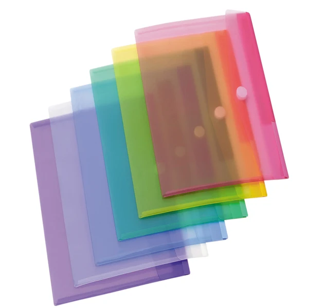 Djois - B510209 - Buste con bottone in velcro - PP - A4 - colori assortiti - Djois - conf. 12 pezzi - 71888 - Conf. da 1 Pz.