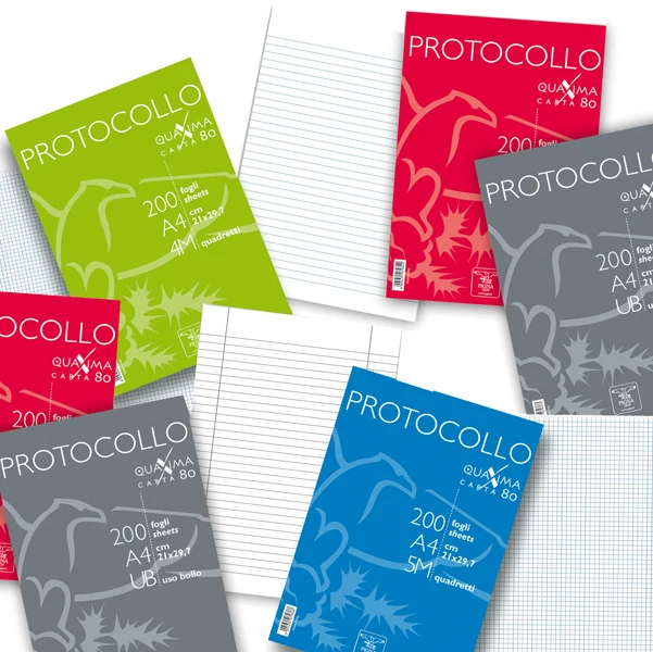 PIGNA - 02156215M - Fogli protocollo Quaxima - A4 - 5 mm - 80 gr - Pigna - conf. 200 pezzi - 54918 - Conf. da 1 Pz.
