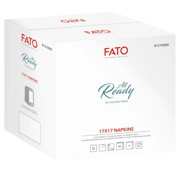 FATO - 81210000 - Tovagliolino bar - 17 x 17 cm - carta - bianco - Fato - conf. 250 pezzi - 104832 - Conf. da 12 Pz.