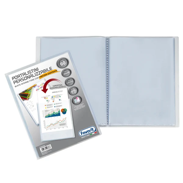 FAVORIT - 100460329 - Portalistini personalizzabile Sviluppo - buccia - 22x30 cm - 60 buste - trasparente - Favorit - 53958 - Conf. da 1 Pz.