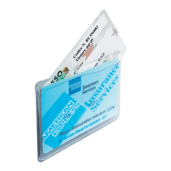 FAVORIT - 100500082 - Porta Cards - 2 tasche - 9,5 x 6,5 cm - trasparente - Favorit - conf. 50 pezzi - 37646 - Conf. da 1 Pz.