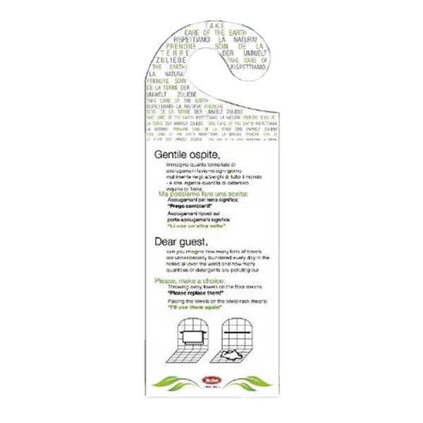 Leone - W4105 - Appendiporta hotel "cambio asciugamani" - cartoncino plastificato - Leone - conf. 20 pezzi - 102981 - Conf. da 1 Pz.