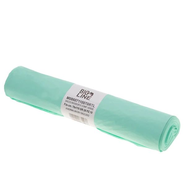 No Brand - H1O038R - Sacchi bio - 70x100 cm - 110 L - 18 micron - verde - conf. 10 pezzi - 91327 - Conf. da 1 Pz.