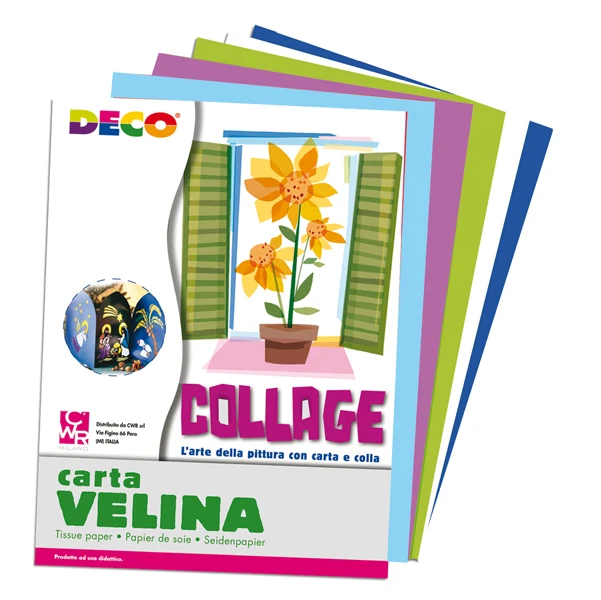 DECO - 10733 - Carta velina - 50 x 76 cm - 20 gr - 5 colori freddi - Deco - busta 25 fogli - 82004 - Conf. da 1 Pz.