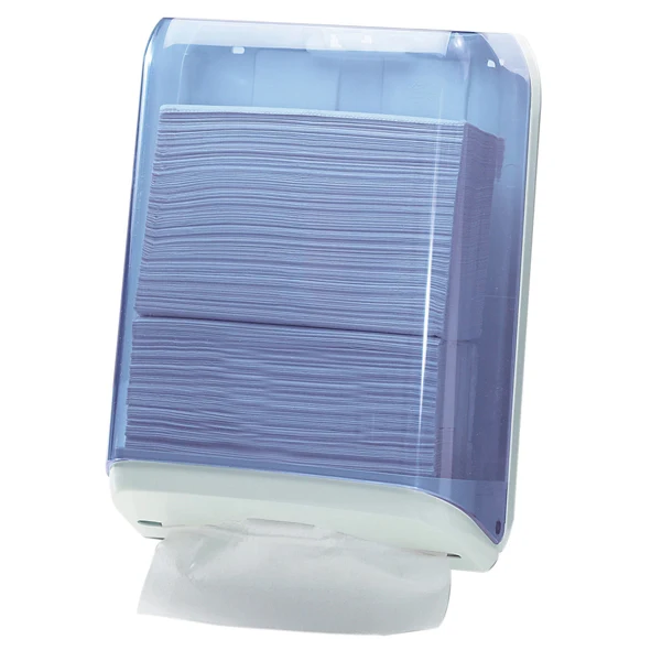 MAR PLAST - A59310 - Dispenser asciugamani piegati C-V-Z - 28x13,7x37,5 cm - plastica - bianco-azzurro trasparente - Mar Plast - 61087 - Conf. da 1 Pz.
