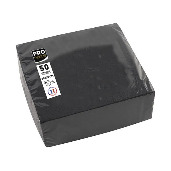PRO nappe - SV622021I - Tovaglioli cocktail - 2 veli - 20 x 20 cm - carta - nero - Pro Nappe - conf. 50 pezzi - 105273 - Conf. da 1 Pz.