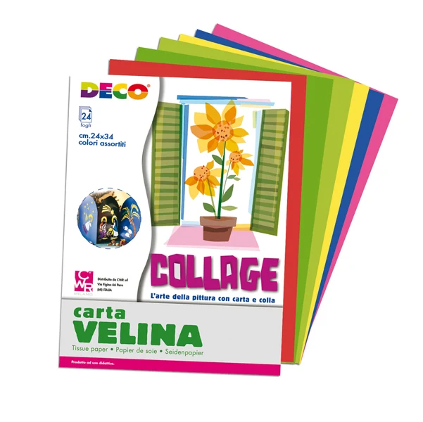 DECO - 706-24 - Carta velina - 24 x 34 cm - 20 gr - colori assortiti - Deco - 24 fogli - 82002 - Conf. da 1 Pz.