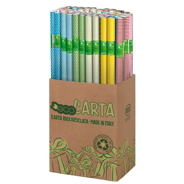 REX SADOCH - EC3J1G01 - Rotolo carta regalo - 2 m x 70 cm - fantasie righe e pois - Rex Sadoch - espositore 50 pezzi - 95083 - Conf. da 1 Pz.