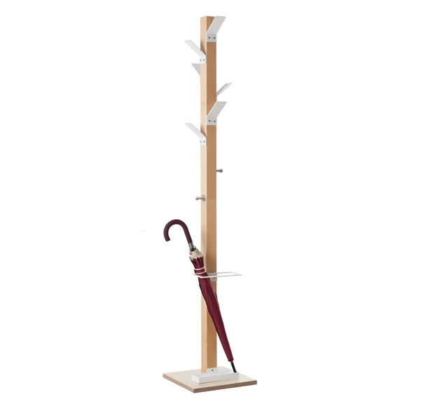 PAPERFLOW - K700000 - Appendiabiti Easycloth - con portaombrelli - 6 posti - 35 x 35 x 180 cm - legno-bianco - Paperflow - 82974 - Conf. da 1 Pz.